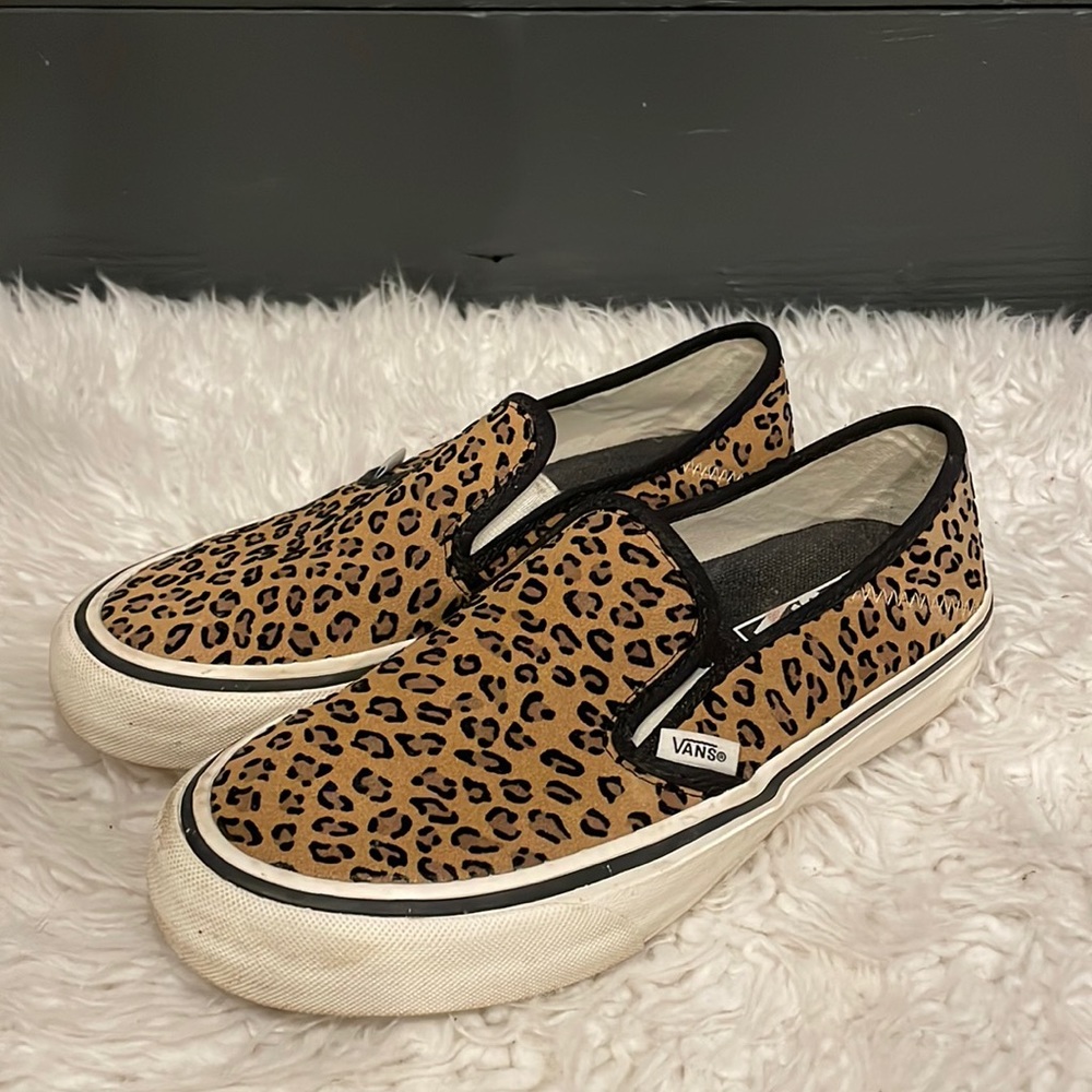 Suede Leopard Print Slip On Vans